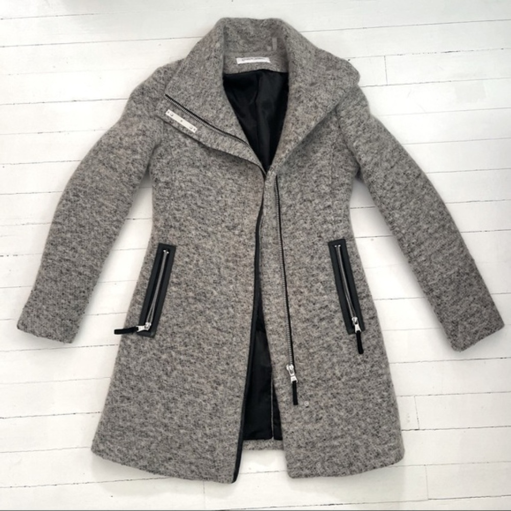 Grey wool blend asymmetrical Calvin Klein coat xxs